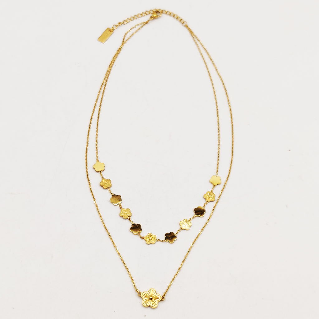 Collier Double Marguerites Rayure Luxe