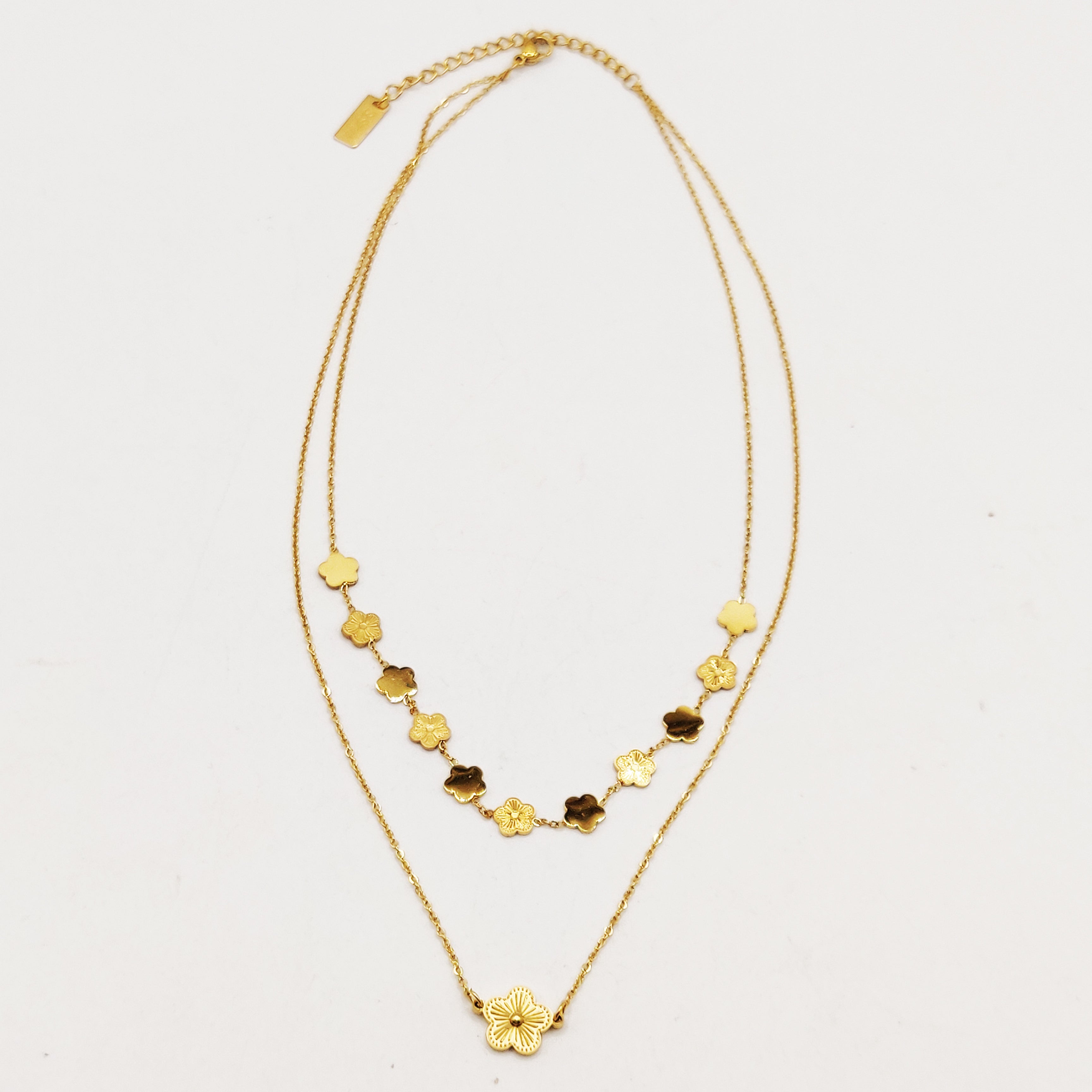 Collier Double Marguerites Rayure Luxe