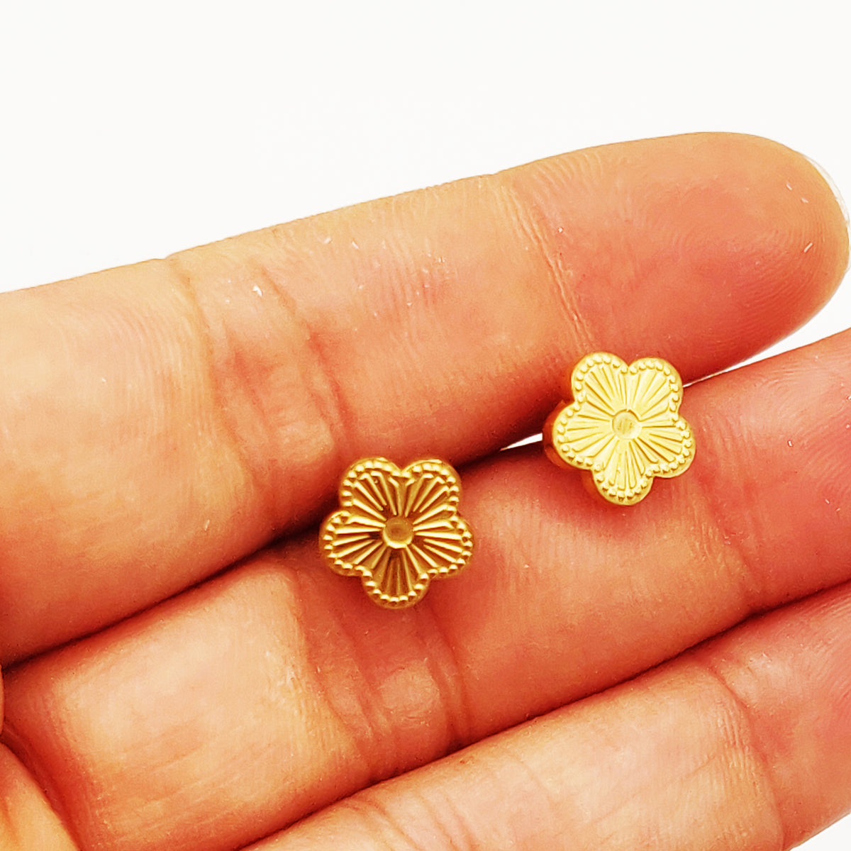 Boucles d'oreilles Marguerites Rayure Luxe