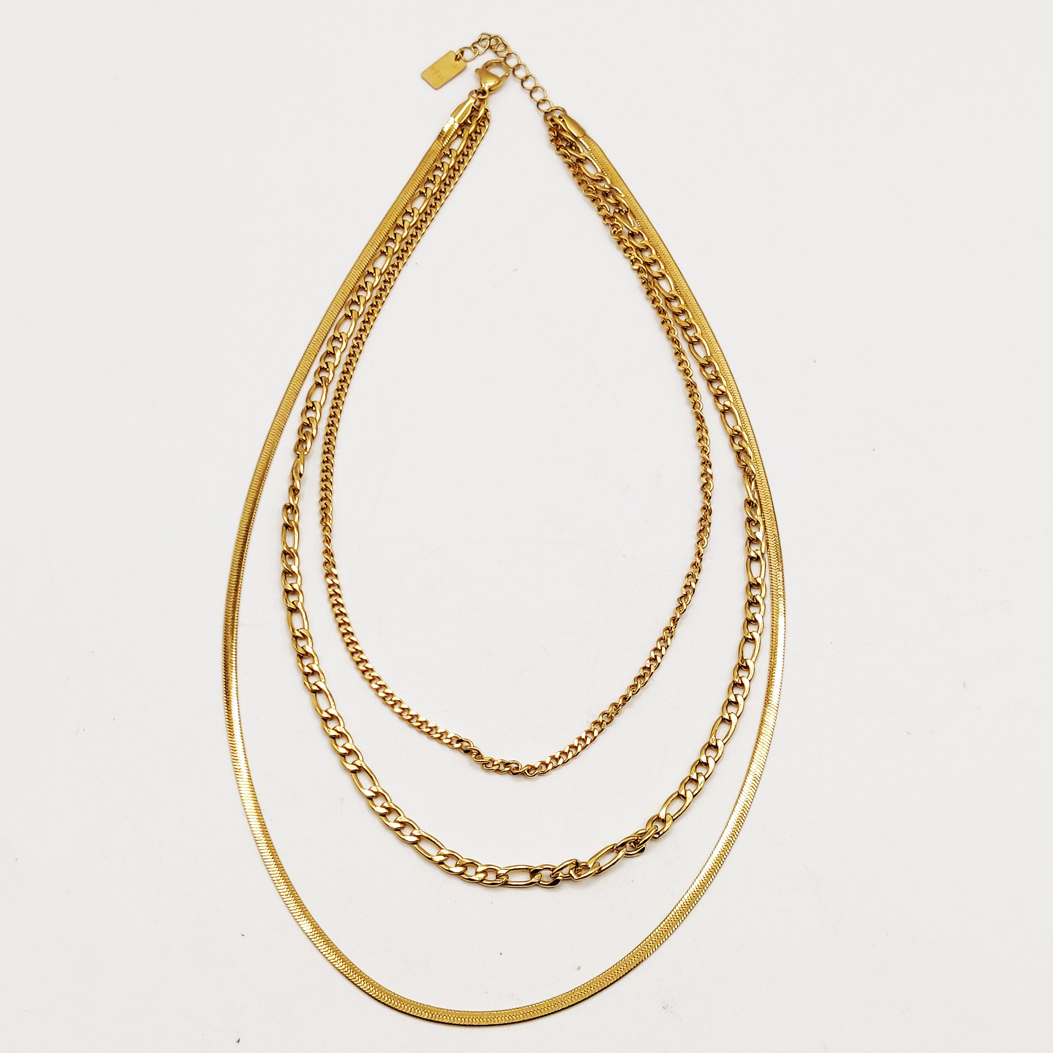 Collier Triple Tresse, Chaîne et Maille