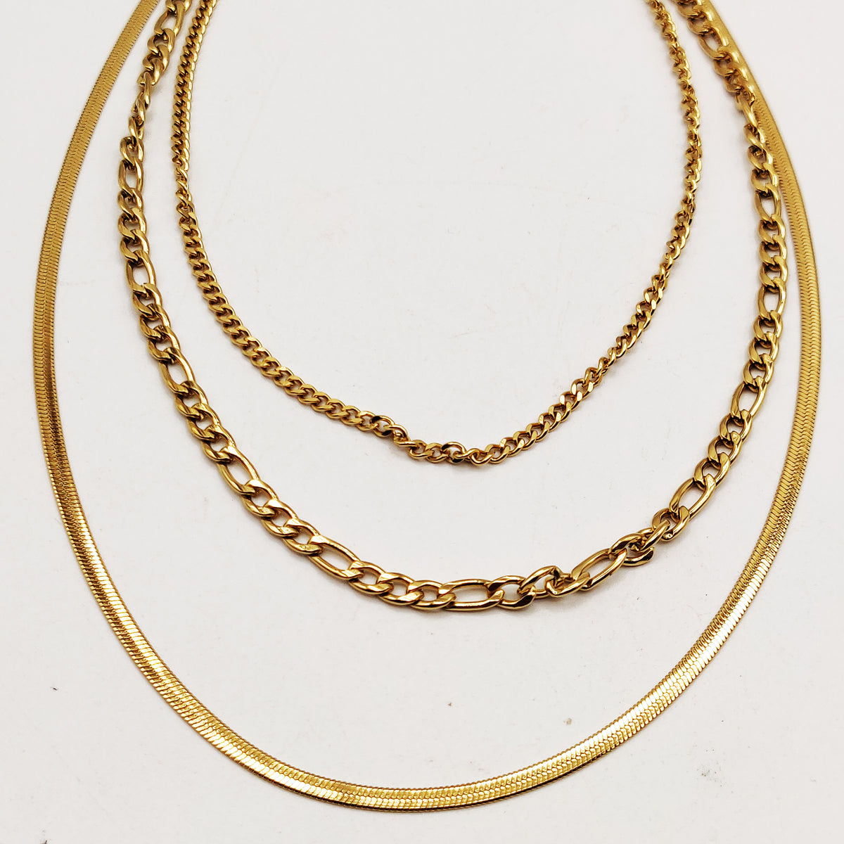 Collier Triple Tresse, Chaîne et Maille