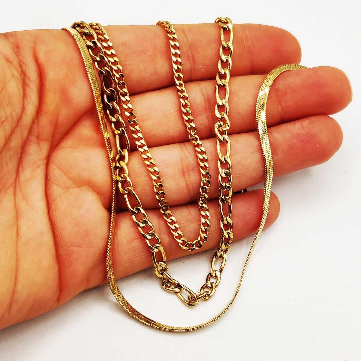 Collier Triple Tresse, Chaîne et Maille