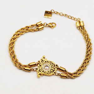 Bracelet Torsade Pendentif Oriental Luxe Gros Cristal