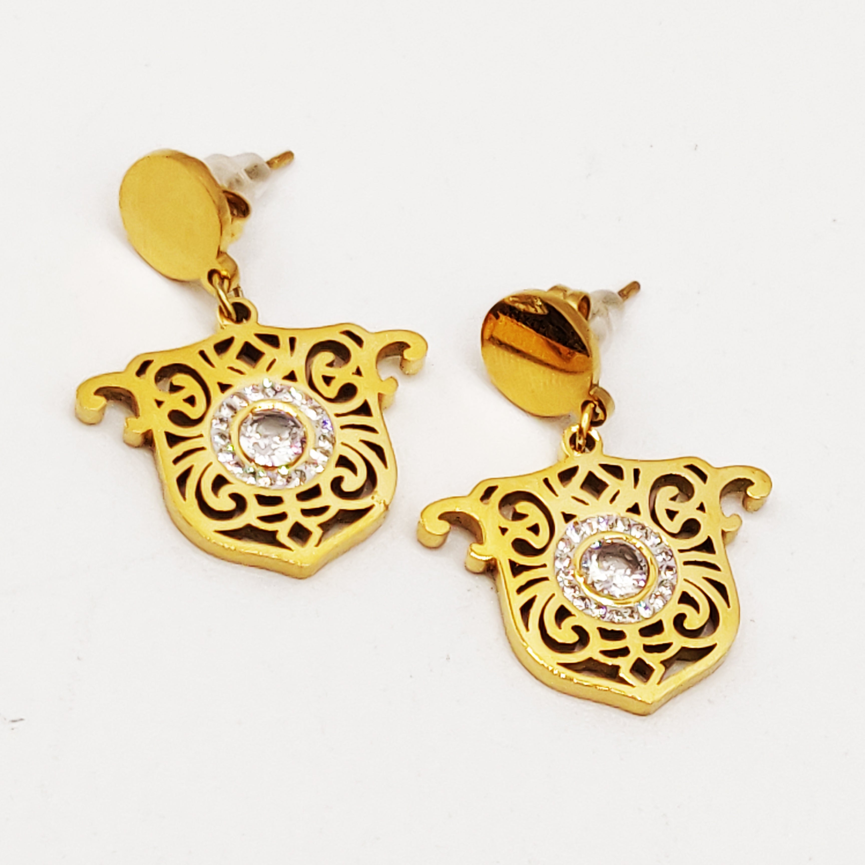 Boucles d'oreilles Torsade Pendentif Oriental Luxe Gros Cristal