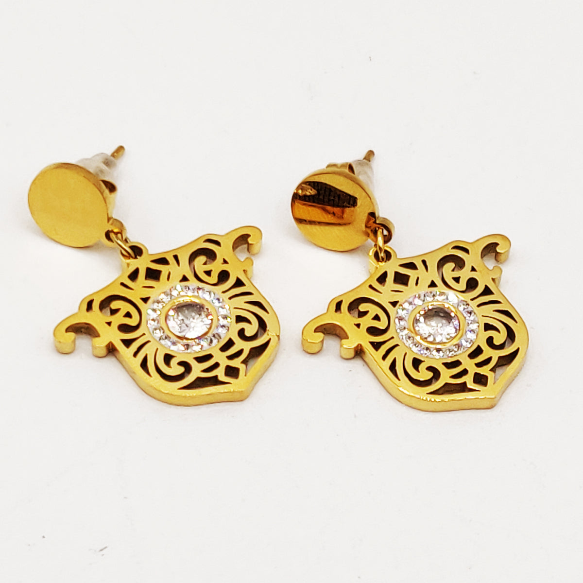 Boucles d'oreilles Torsade Pendentif Oriental Luxe Gros Cristal