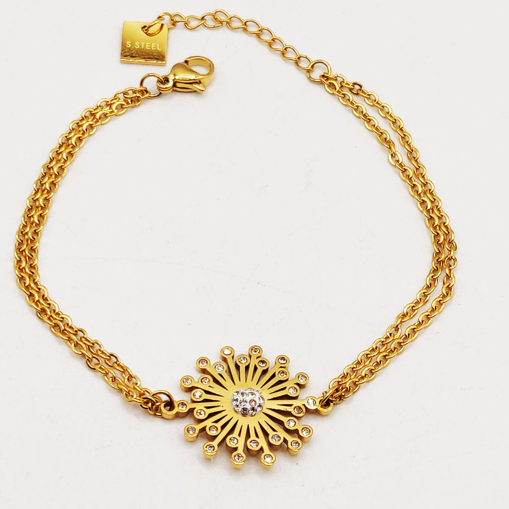 Bracelet Double Soleil Fashion Cristaux Luxe