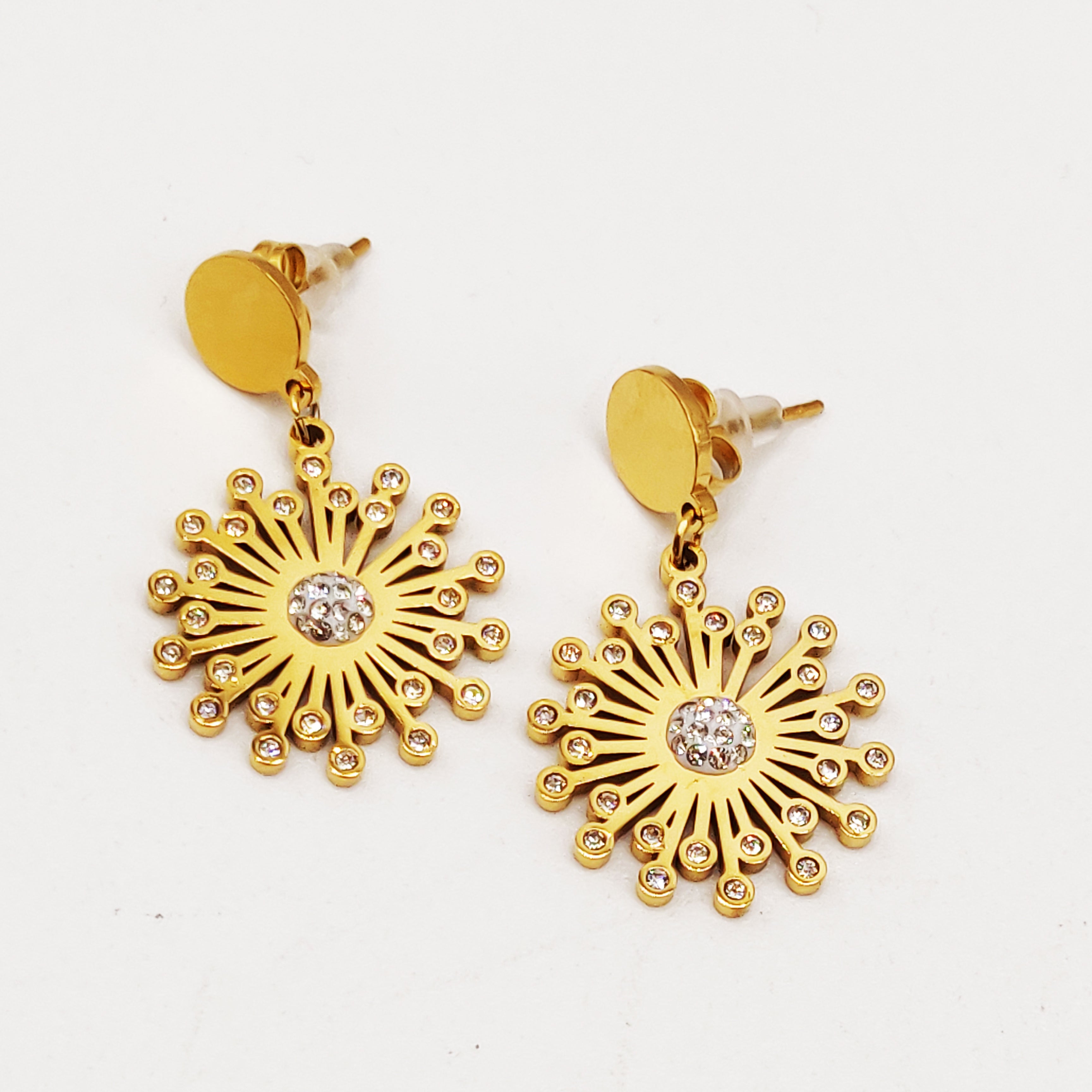 Boucles d'oreilles Double Soleil Fashion Cristaux Luxe