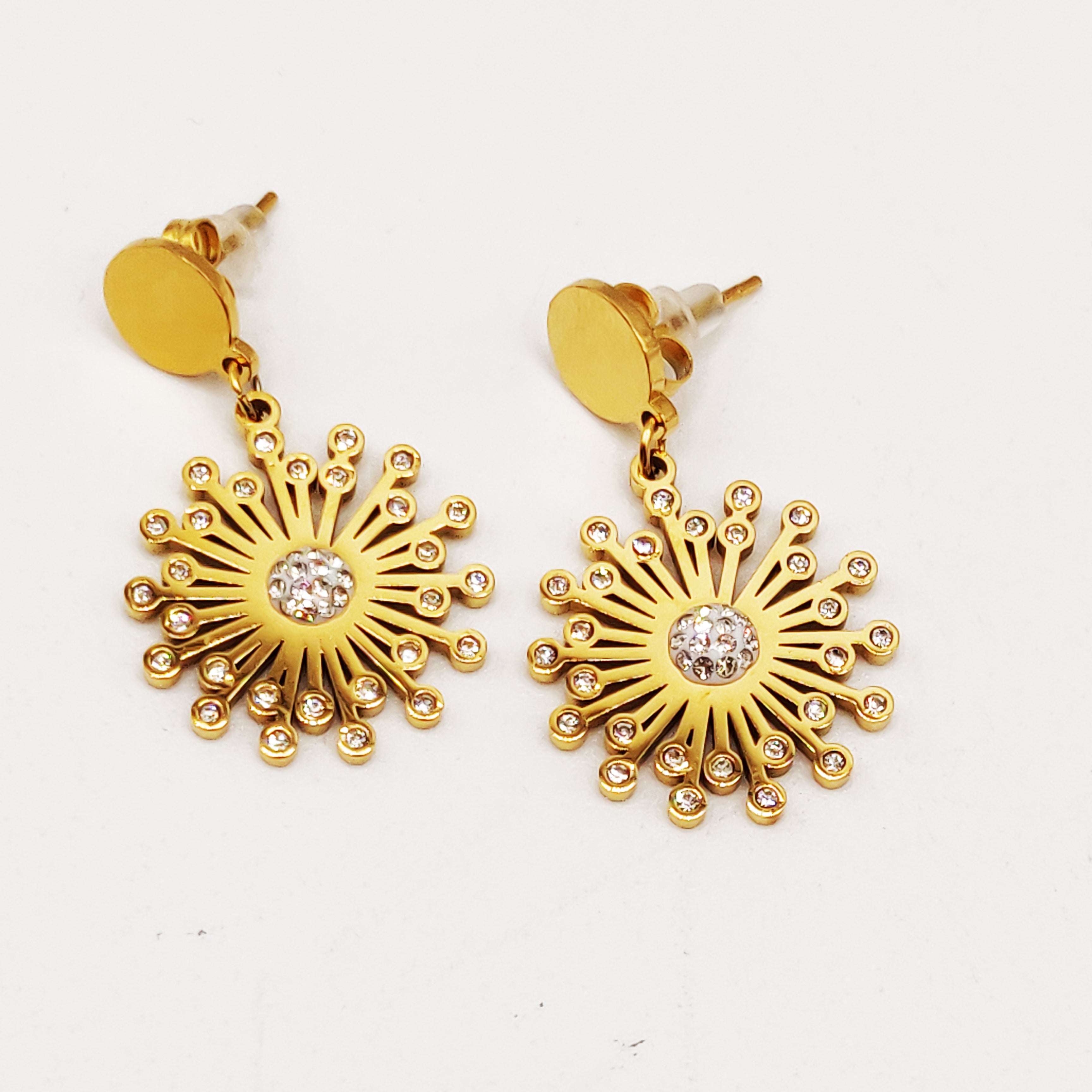 Boucles d'oreilles Double Soleil Fashion Cristaux Luxe