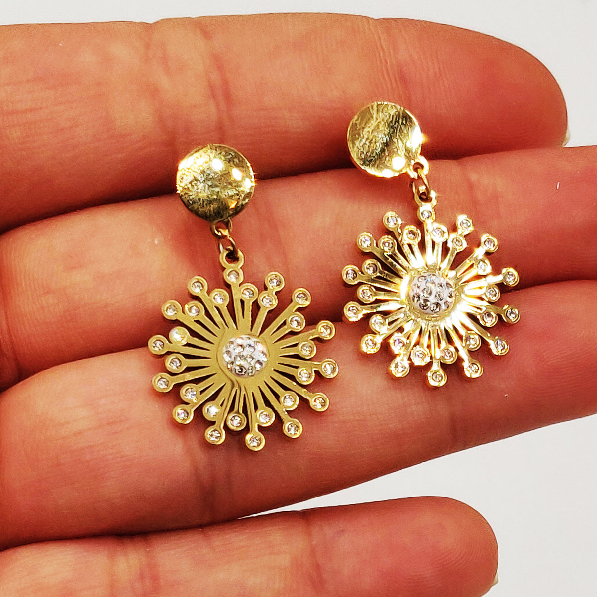Boucles d'oreilles Double Soleil Fashion Cristaux Luxe