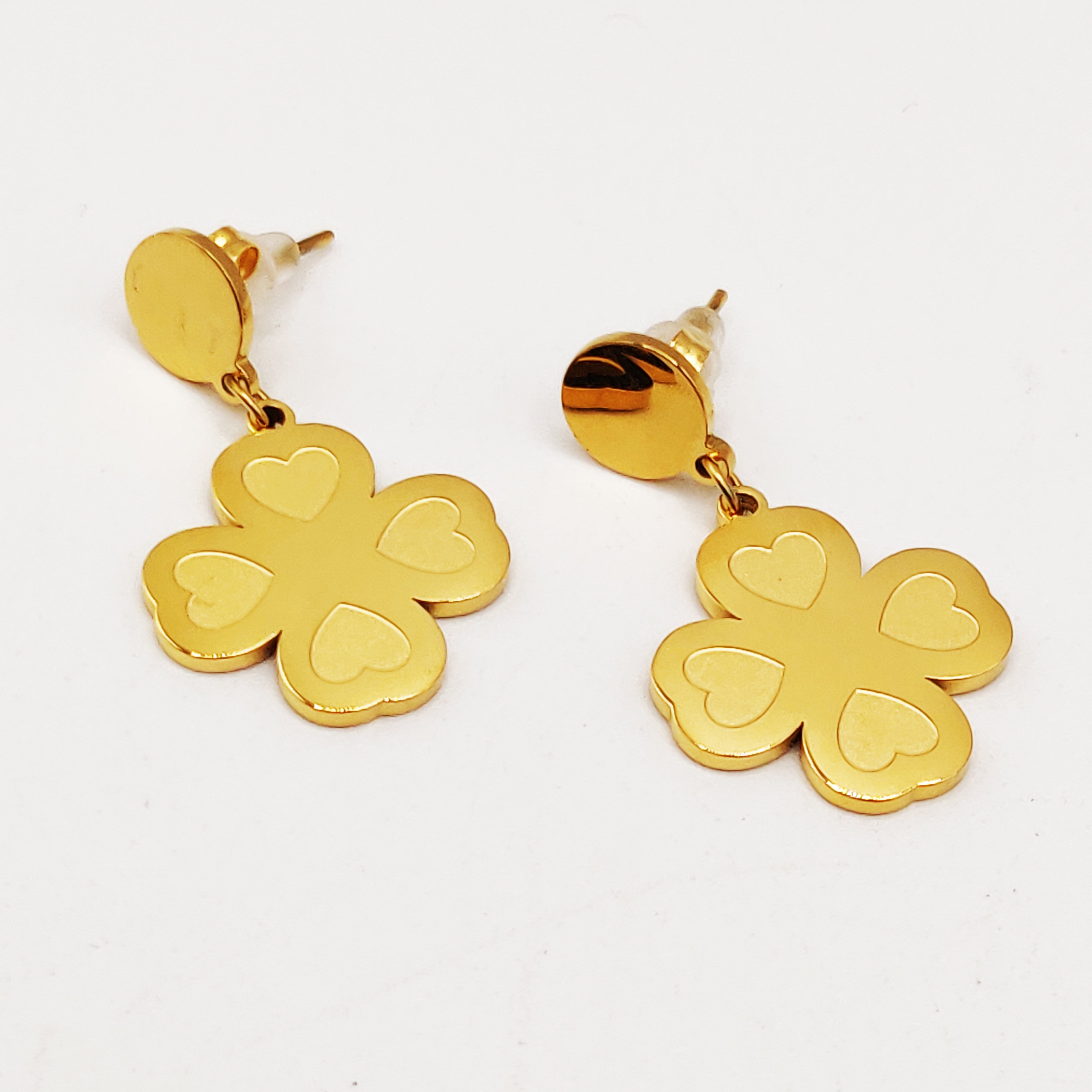 Boucles d'oreilles Trèfles Coeurs