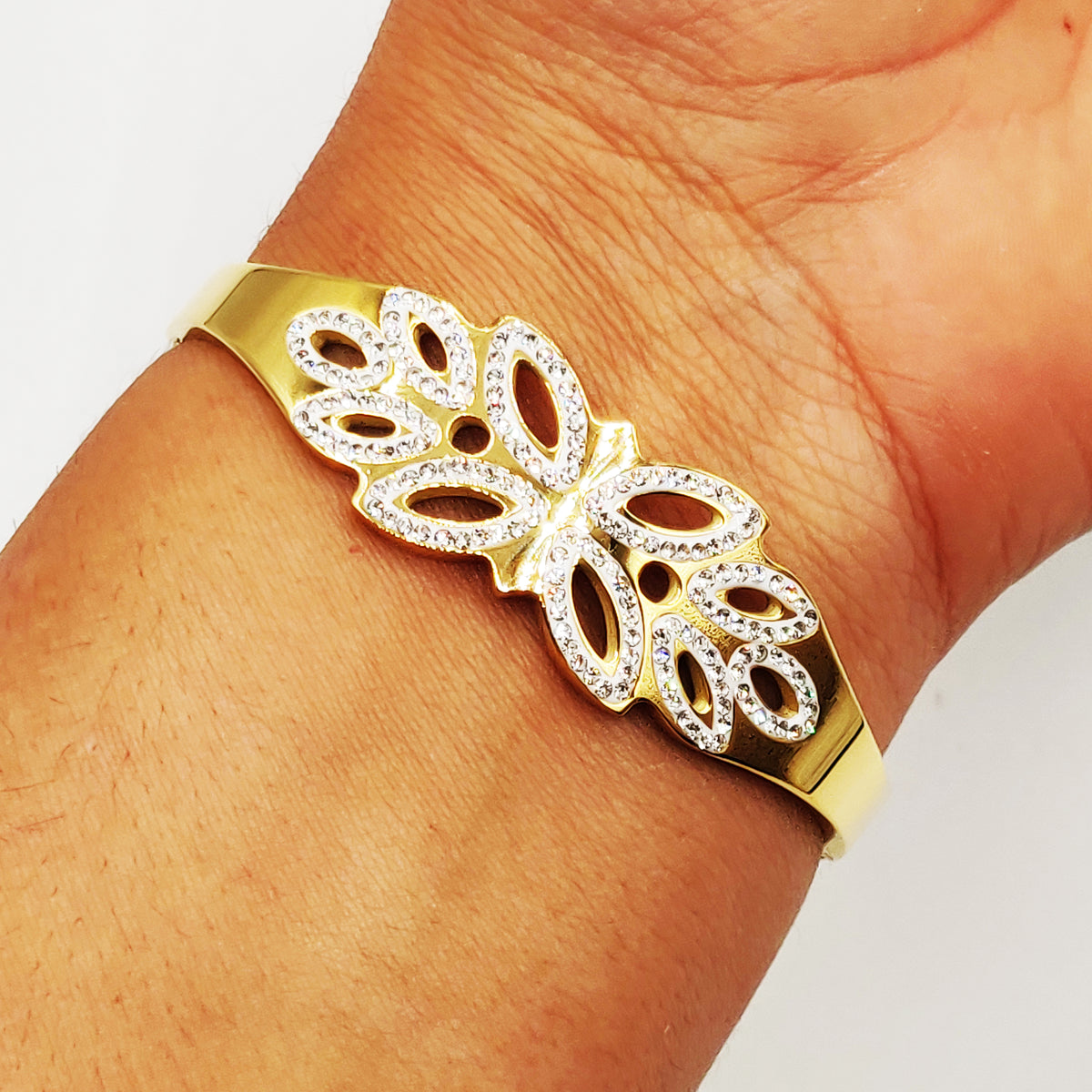 Bracelet Rigide Papillon en Cristaux