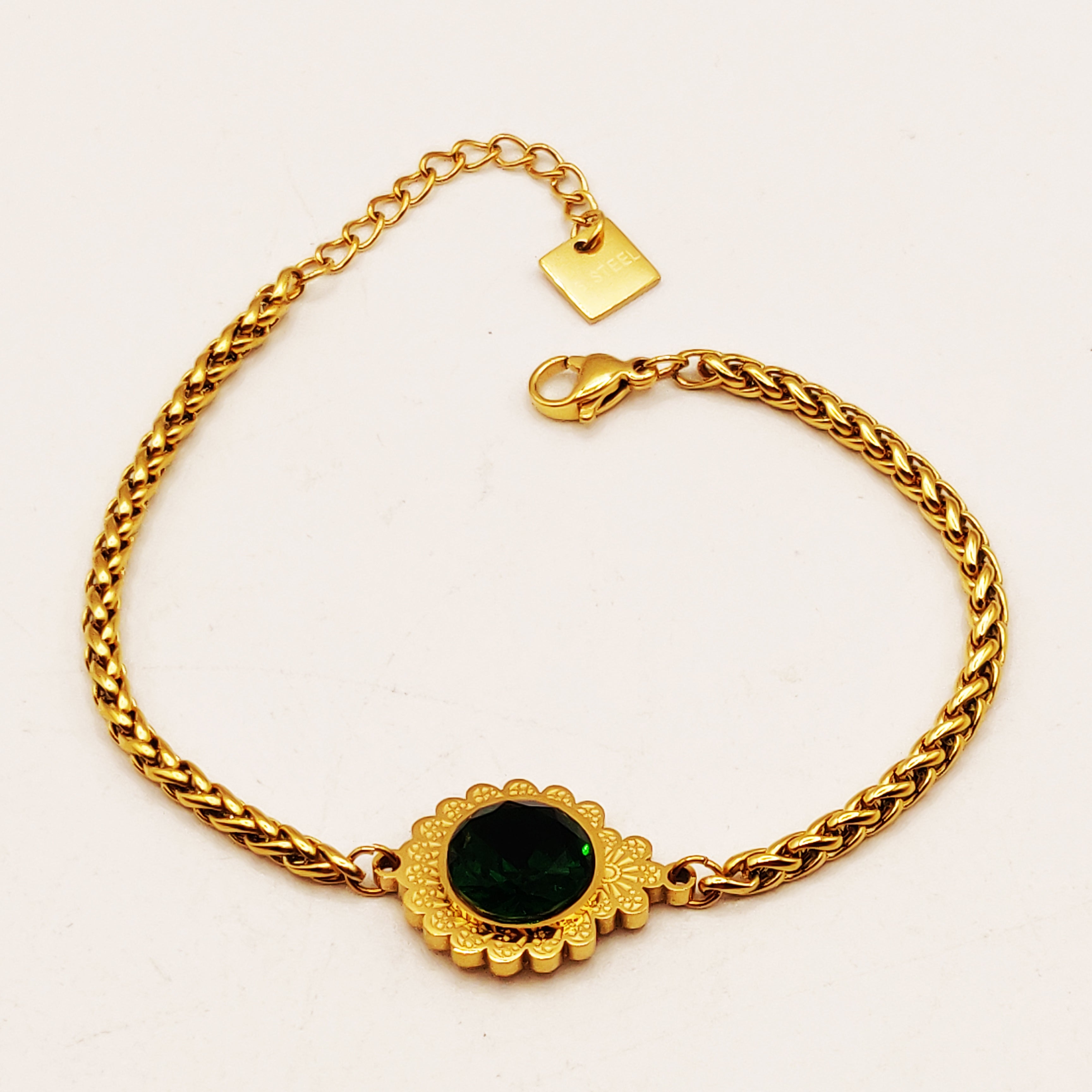 Bracelet Torsade Grosse Pierre Verte Multi Louise Luxe