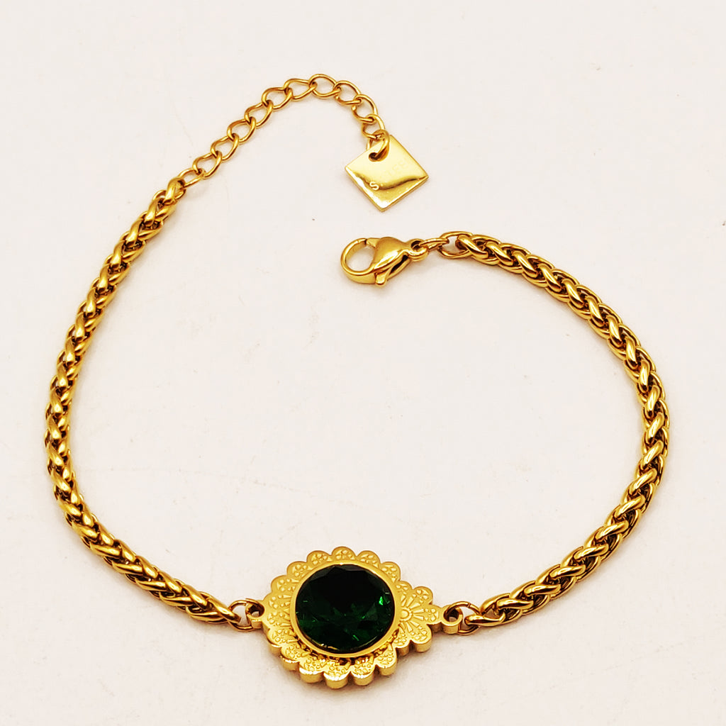 Bracelet Torsade Grosse Pierre Verte Multi Louise Luxe