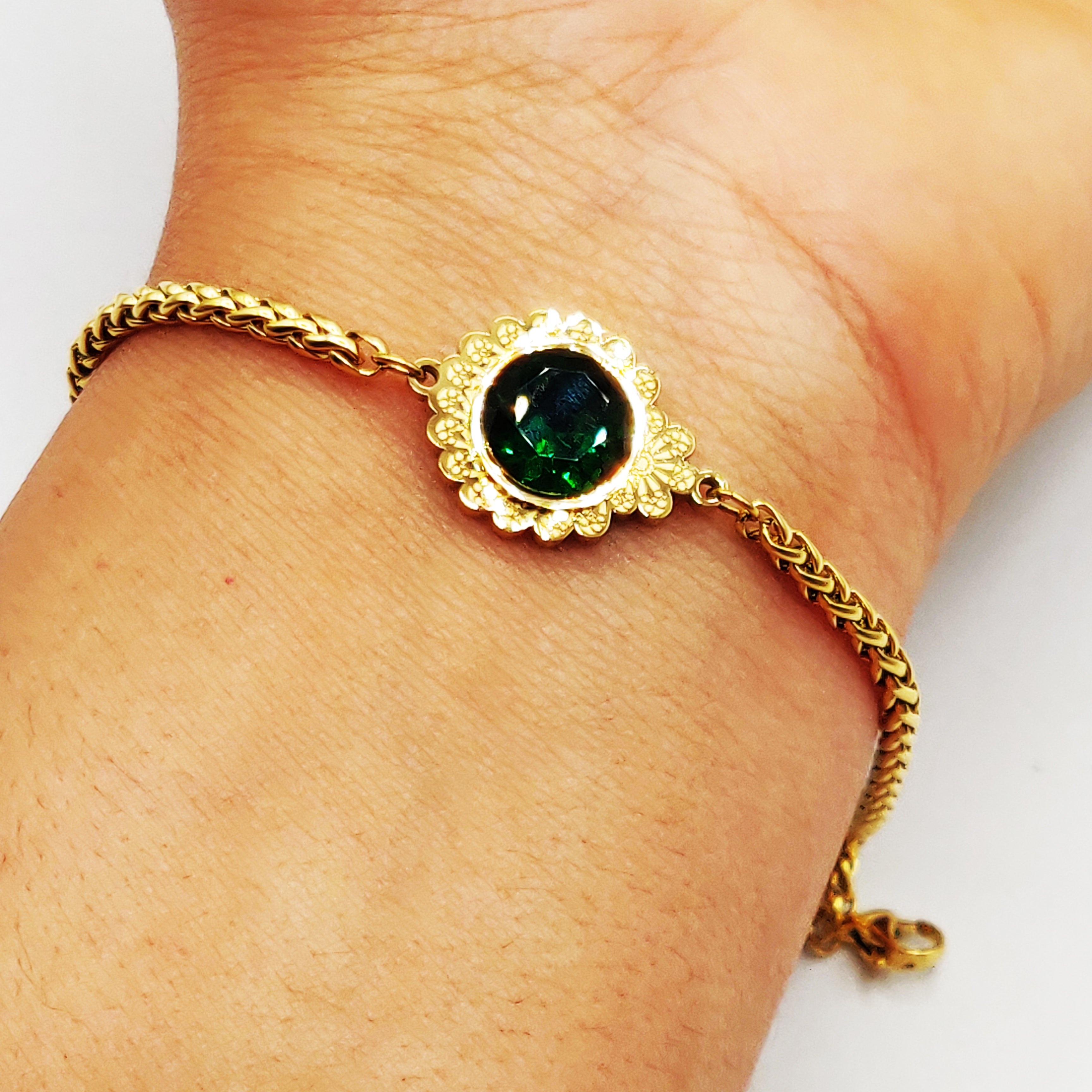 Bracelet Torsade Grosse Pierre Verte Multi Louise Luxe