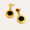 Boucles d'oreilles Torsade Grosse Pierre Verte Multi Louise Luxe