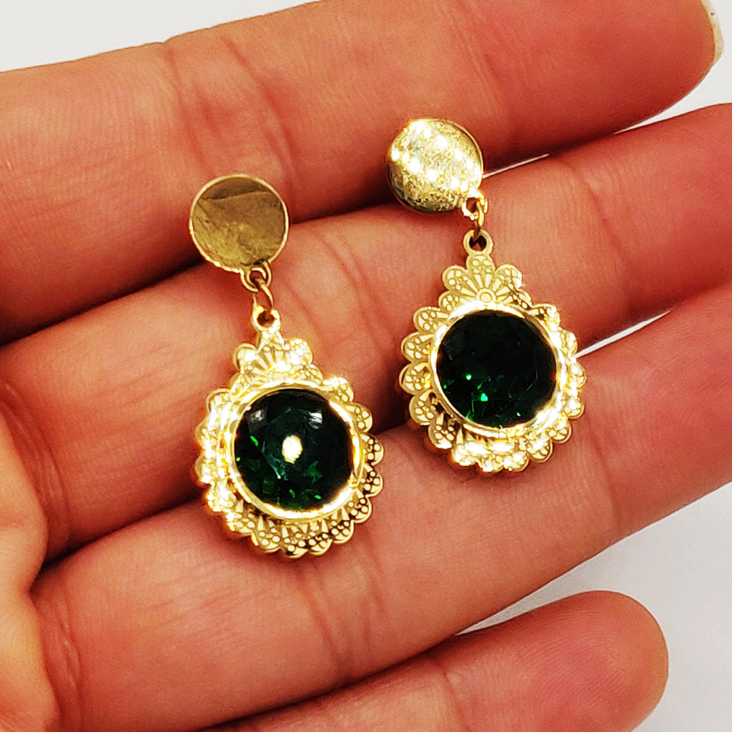 Boucles d'oreilles Torsade Grosse Pierre Verte Multi Louise Luxe