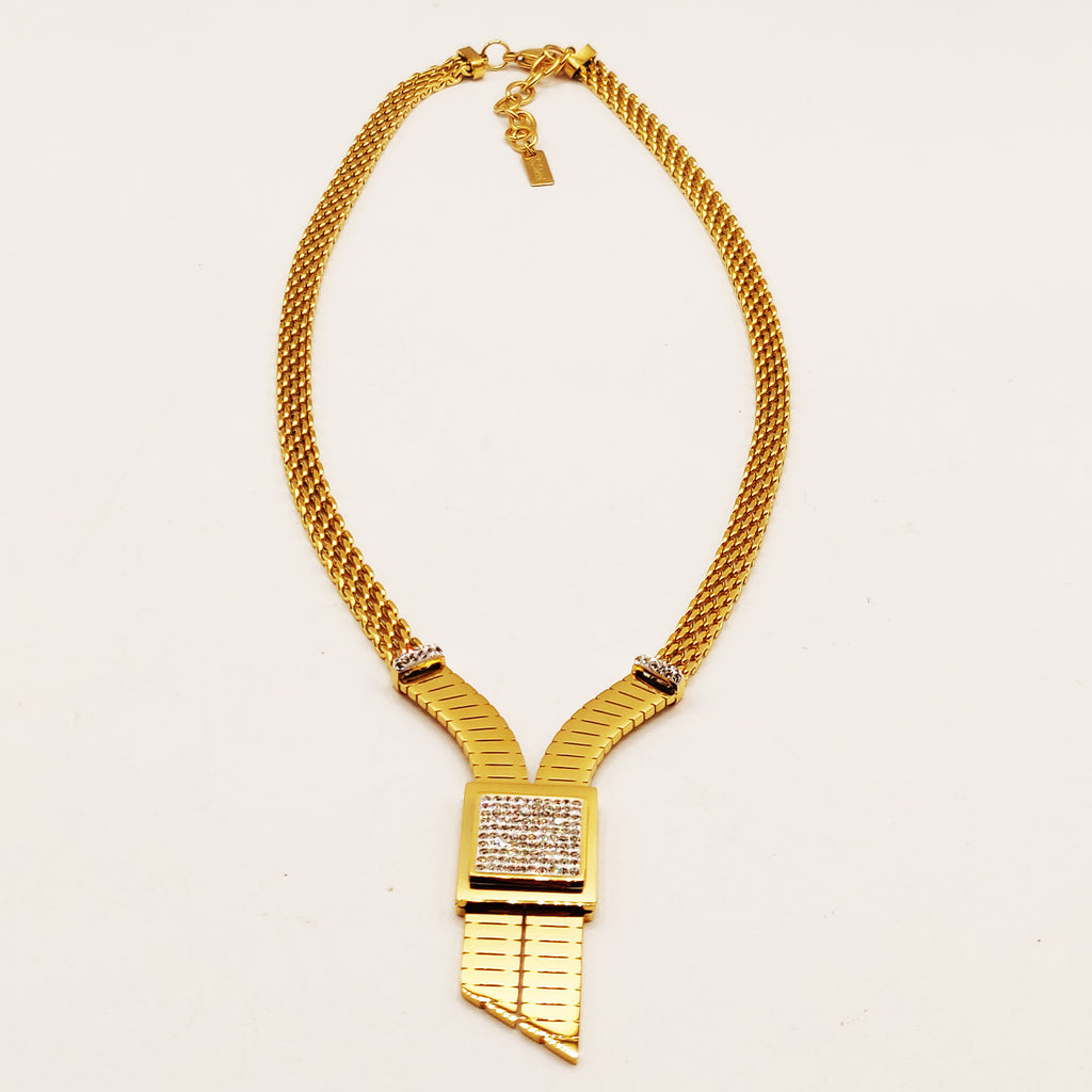 Collier Maille Carré Cristaux Luxe
