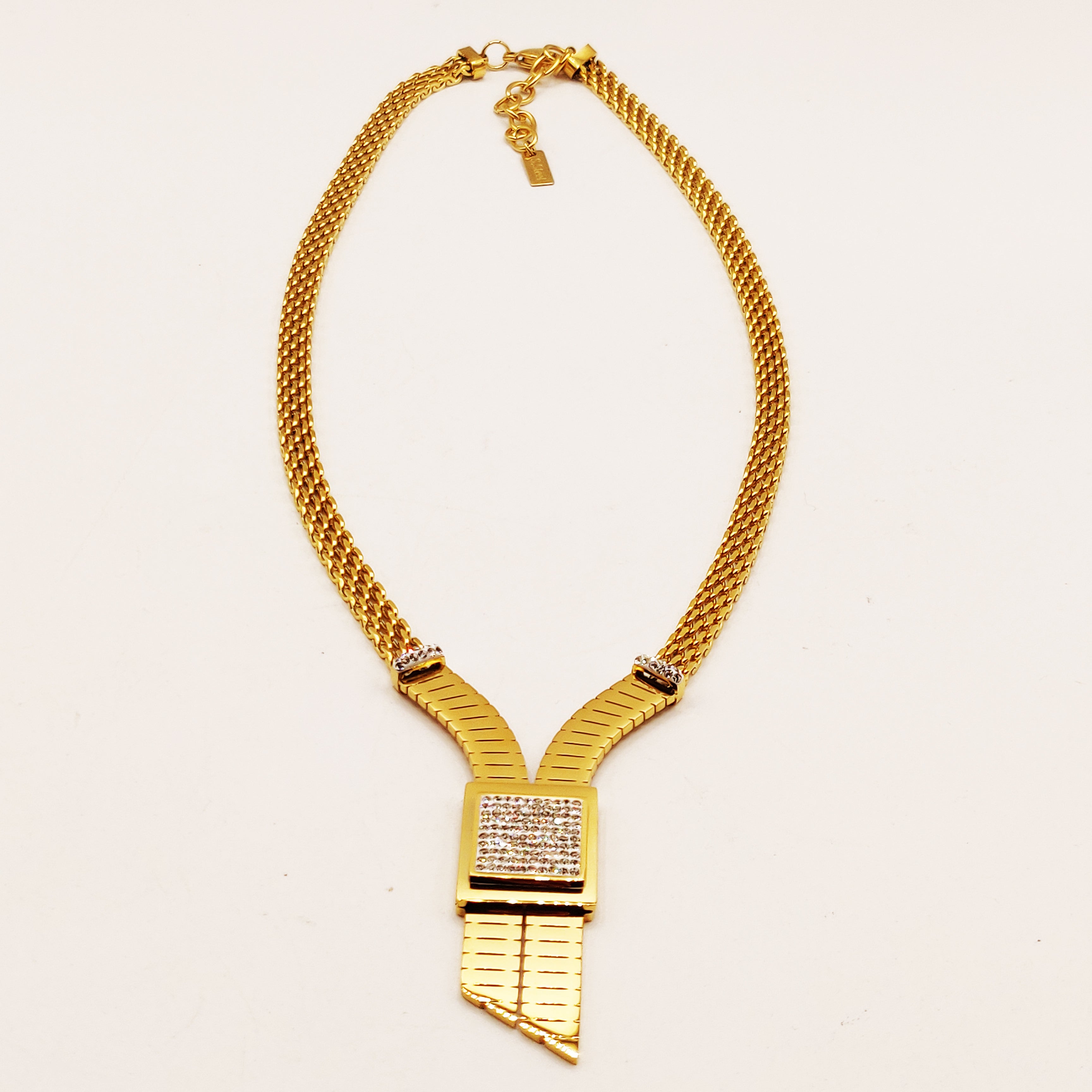 Collier Maille Carré Cristaux Luxe