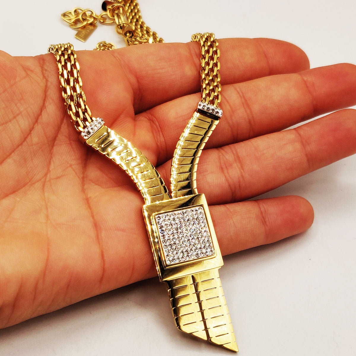 Collier Maille Carré Cristaux Luxe