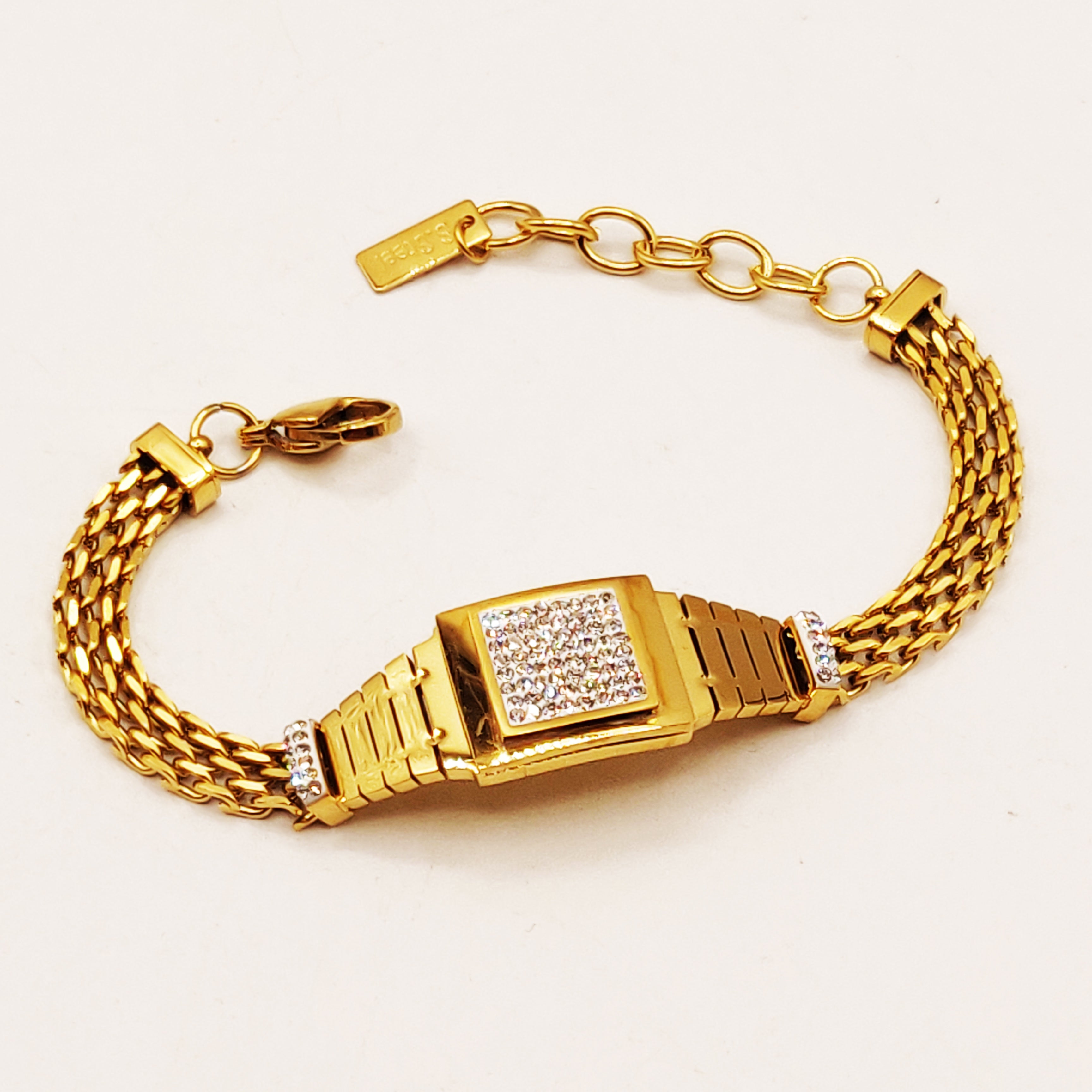 Bracelet Maille Carré Cristaux Luxe