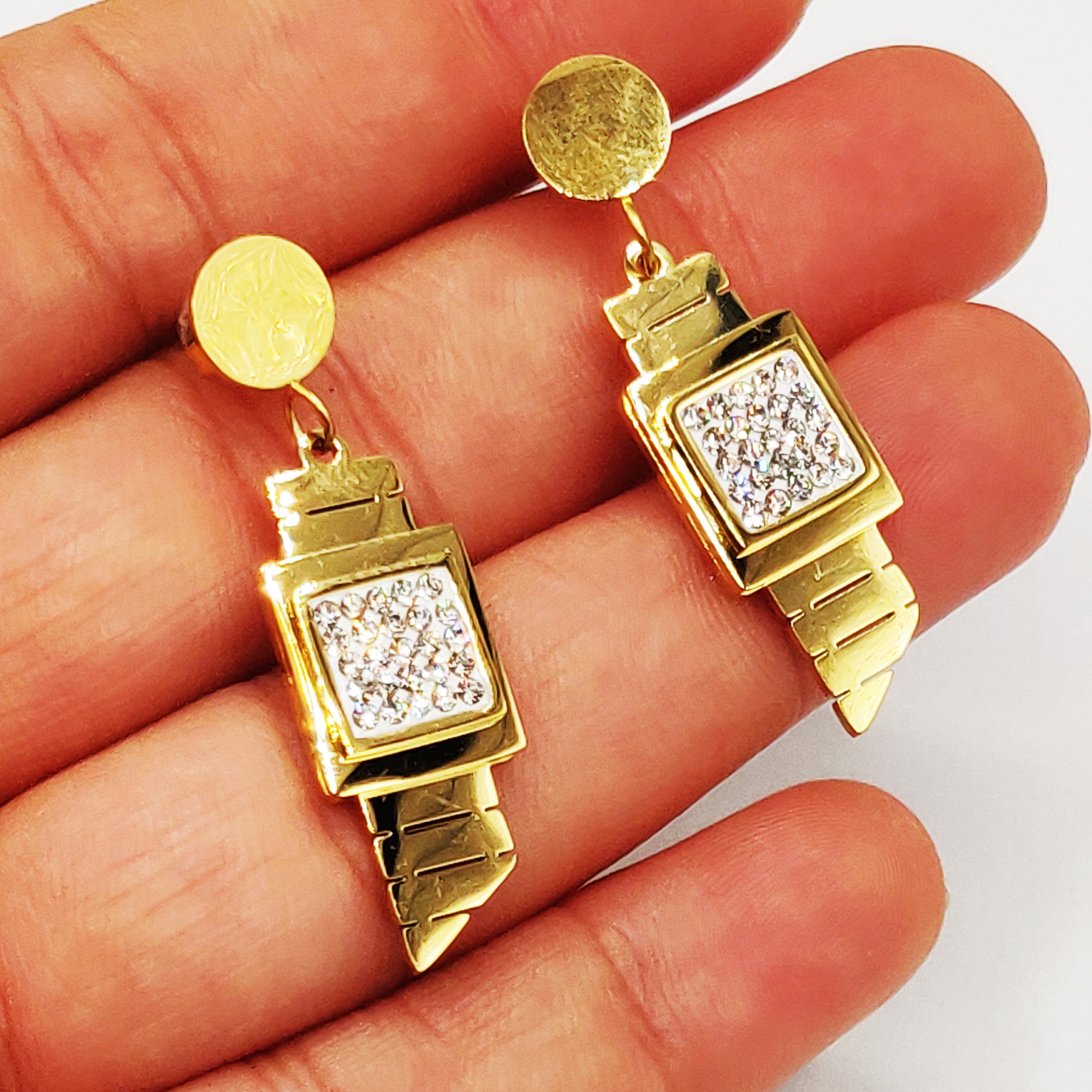 Boucles d'oreilles Maille Carré Cristaux Luxe