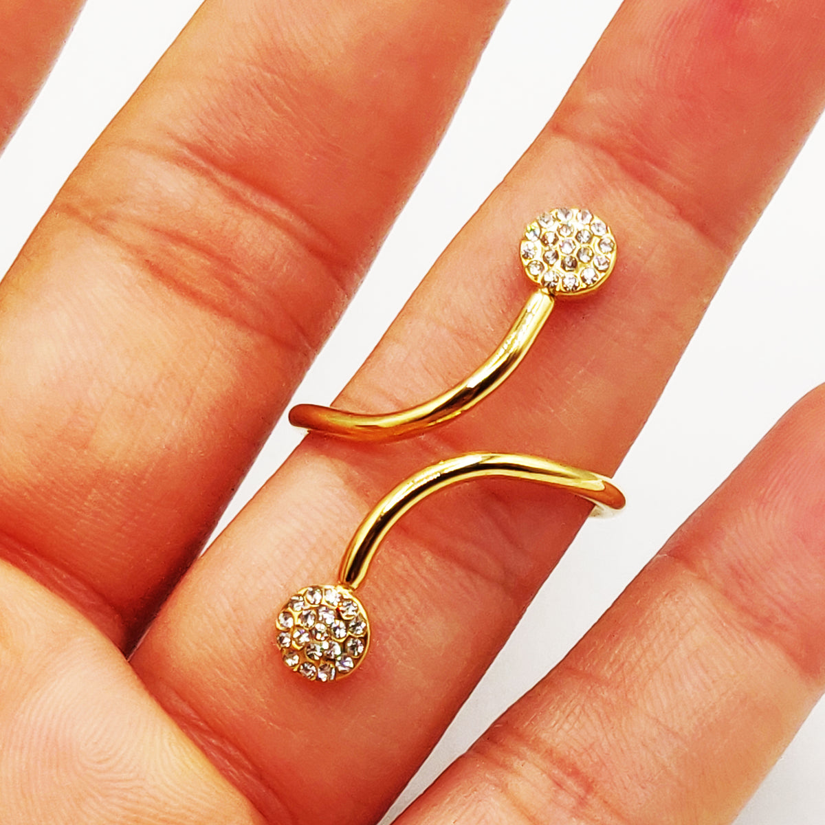Bague Croisée Double Cercles de Cristaux Luxe