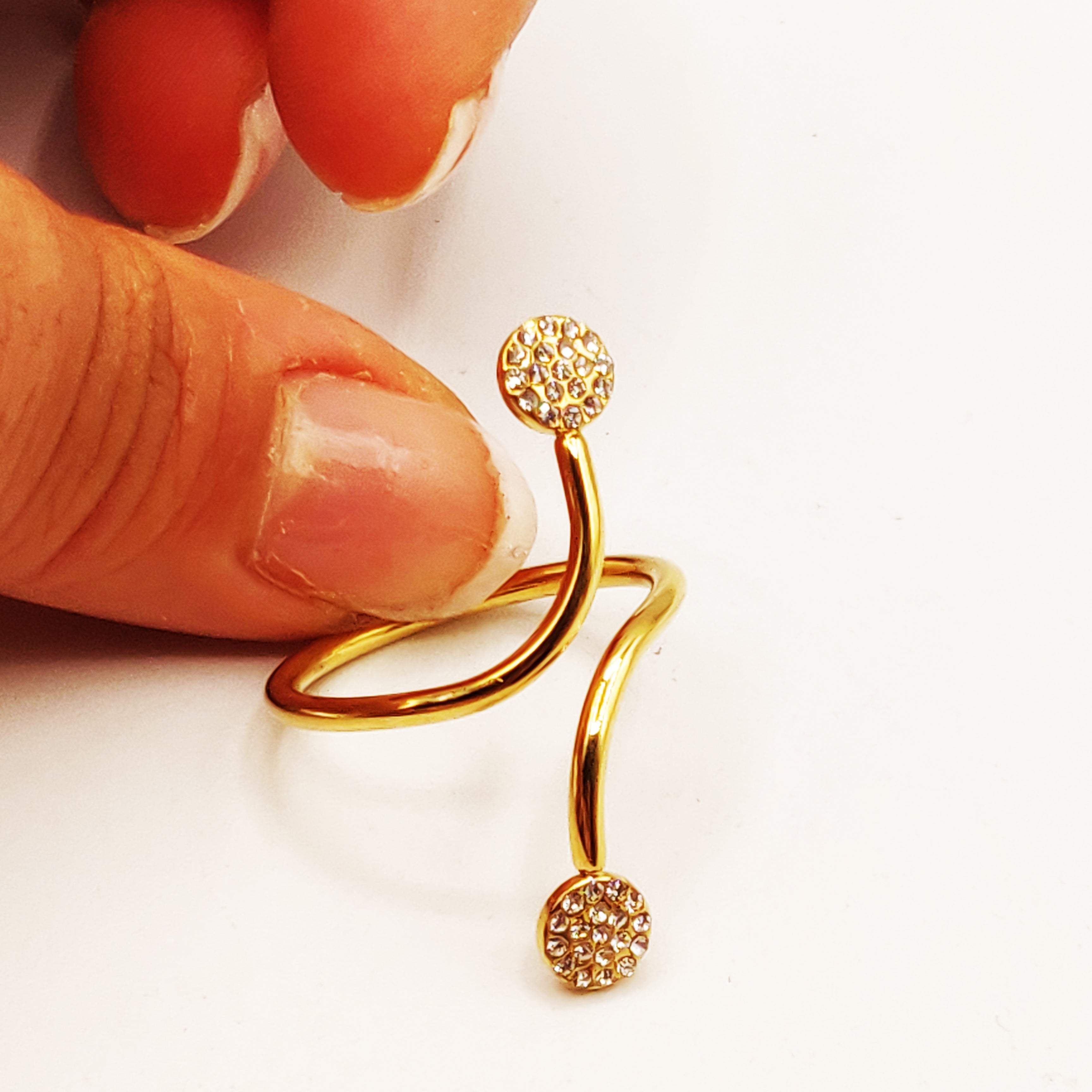 Bague Croisée Double Cercles de Cristaux Luxe