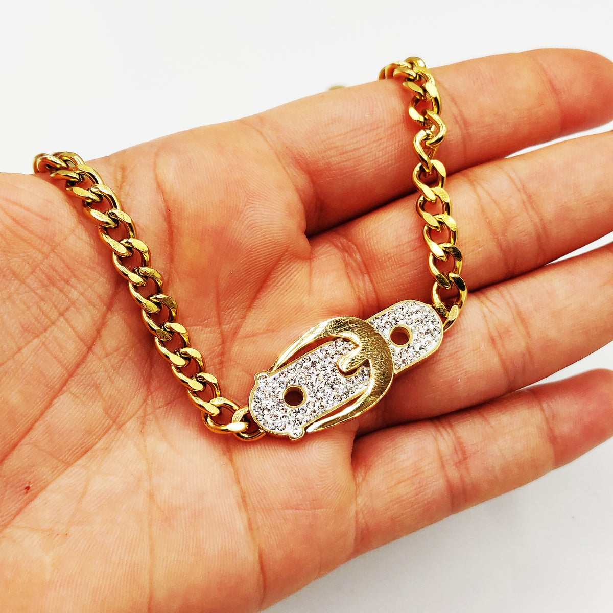 Collier Tresse Ceinture Cristaux Luxe