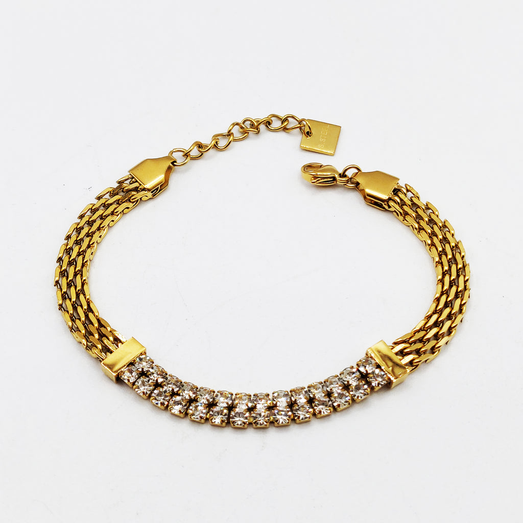 Bracelet Maille Pendentifs Cristaux Luxe