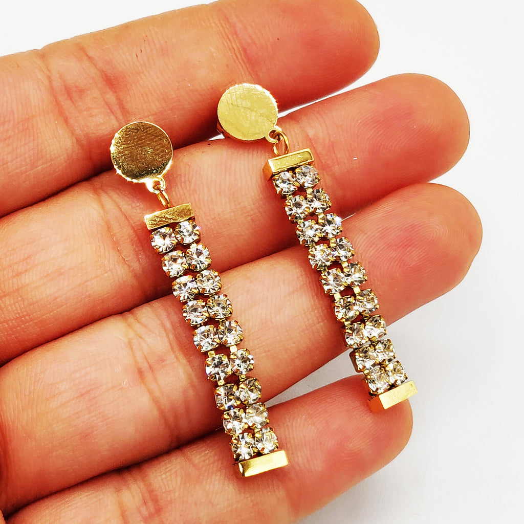 Boucles d'oreilles Maille Pendentifs Cristaux Luxe
