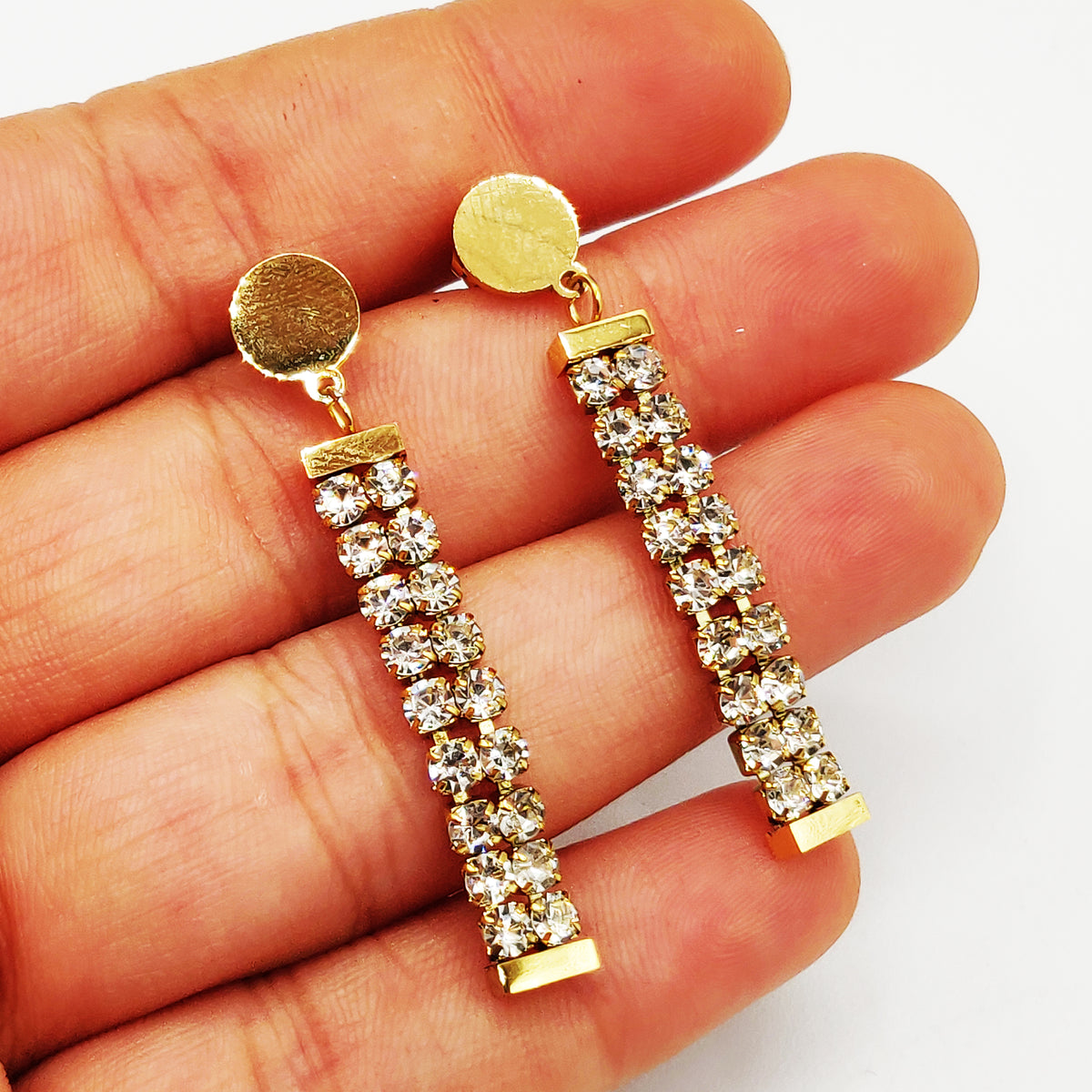 Boucles d'oreilles Maille Pendentifs Cristaux Luxe