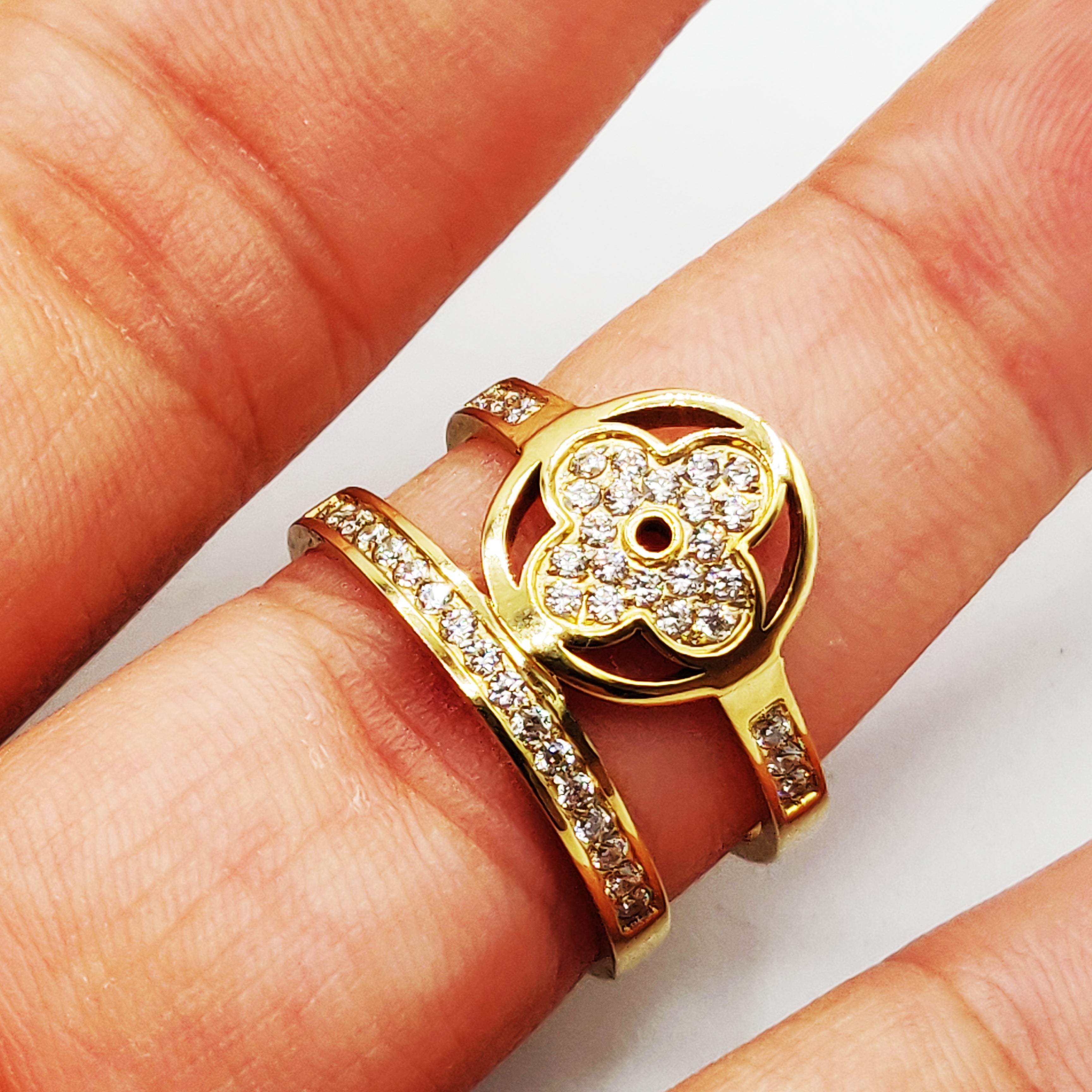 Bague Double Lignes Trèfle Cristaux Luxe