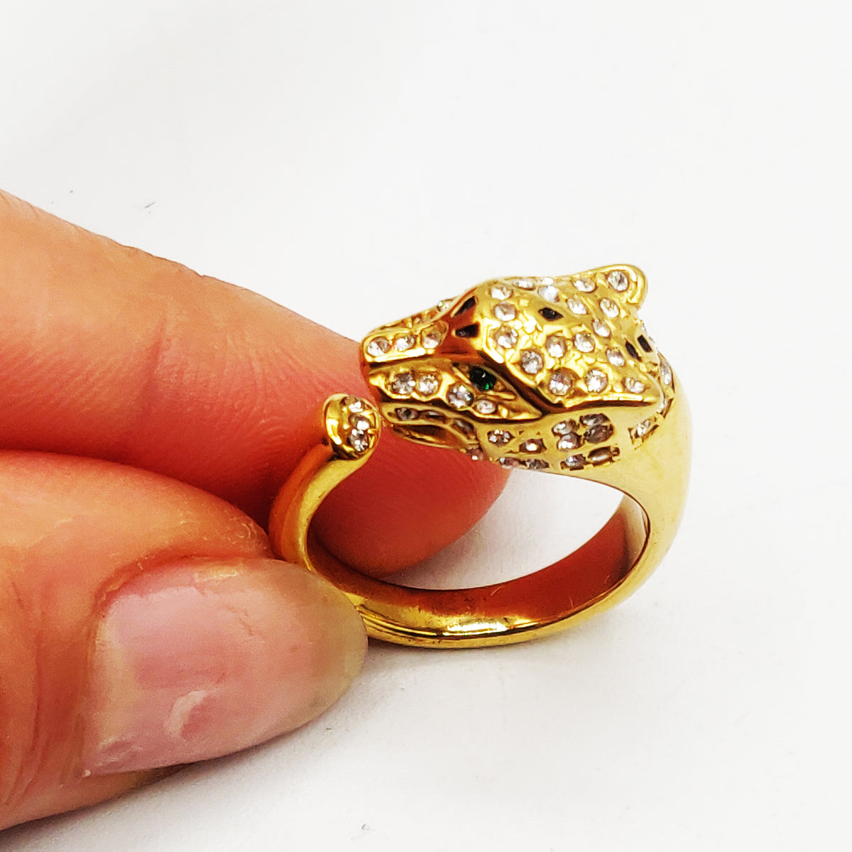 Bague Jaguar Luxe Tête Cristaux
