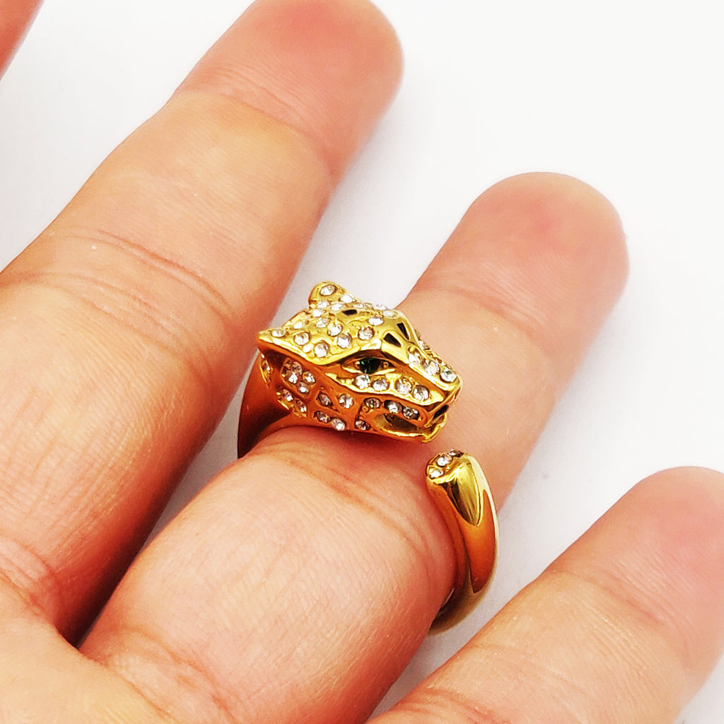 Bague Jaguar Luxe Tête Cristaux