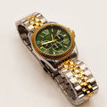 Montre HC EU6441 Fond Vert Bracelet Argenté et Doré