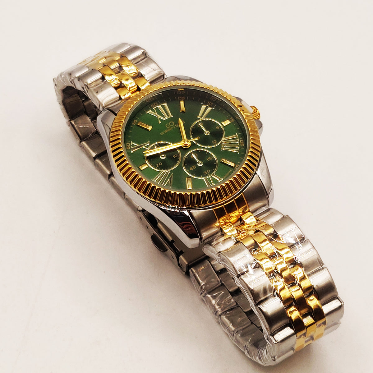 Montre HC EU6441 Fond Vert Bracelet Argenté et Doré