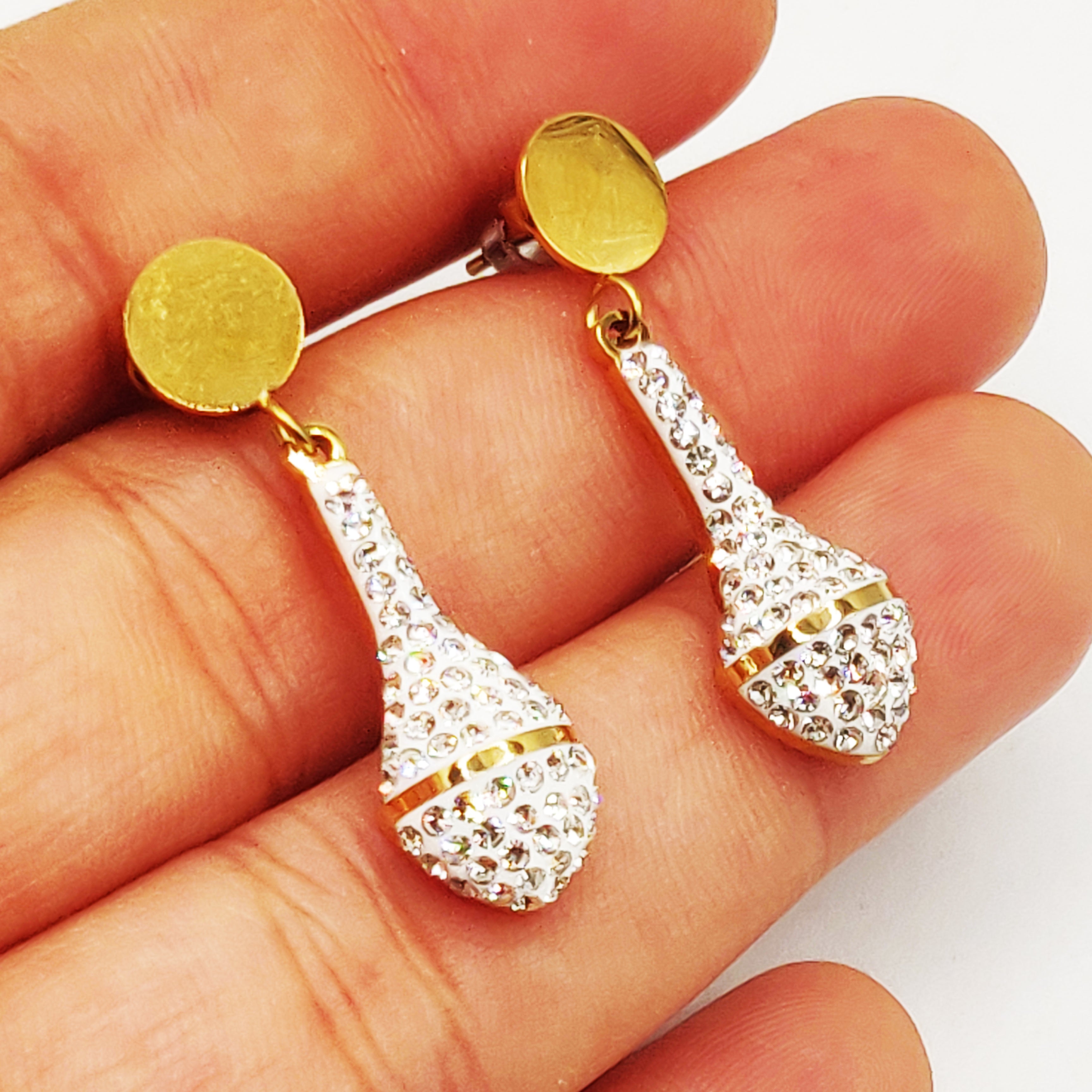 Boucles d'oreilles Double Os Cristaux Luxe