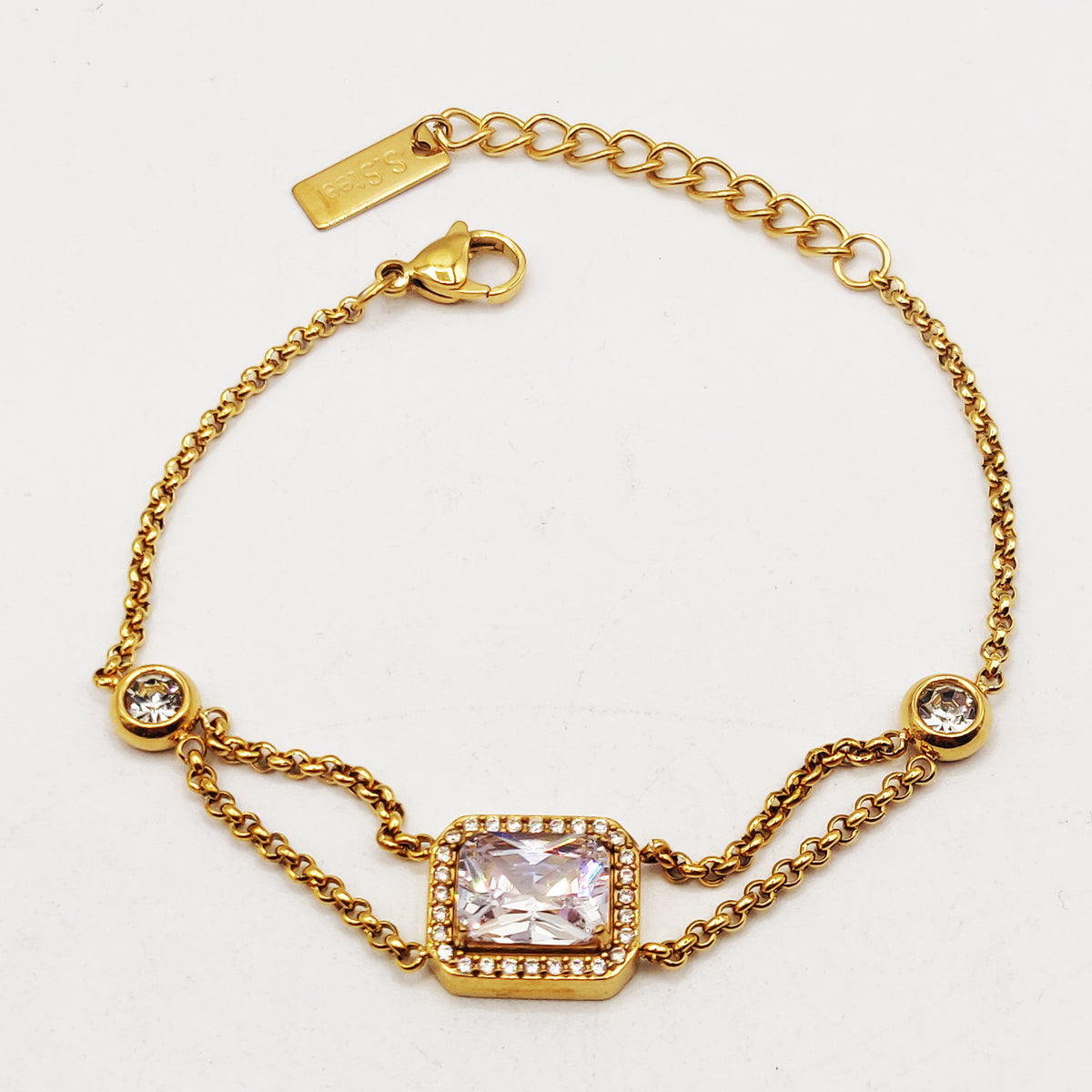 Bracelet Maillons Cristal Rectangle Tour Cristaux Luxe