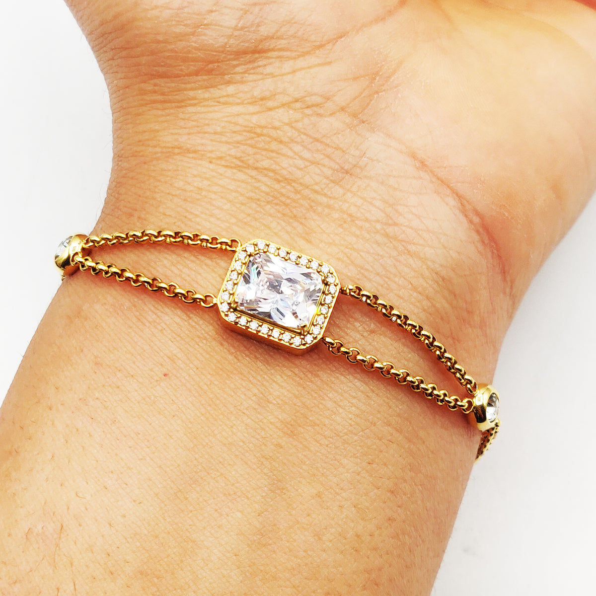 Bracelet Maillons Cristal Rectangle Tour Cristaux Luxe