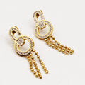 Boucles d'oreilles Chaîne en Perles d'imitation Dorées Pendentifs Boucles Cristaux