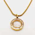 Collier Pendentif Cercle Tour Cristaux Contenant des Cristaux Luxe