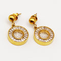 Boucles d'oreilles Pendentif Cercle Tour Cristaux Contenant des Cristaux Luxe
