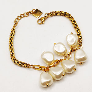 Bracelet Torsade Chaîne de Perles d'imitation Blanches Luxe