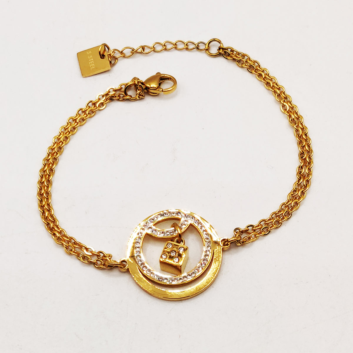 Bracelet Cercle Dé Cubique Cristaux Luxe