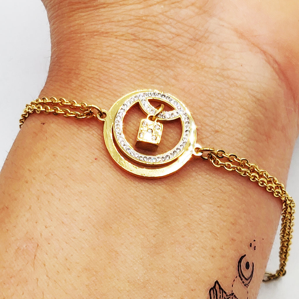 Bracelet Cercle Dé Cubique Cristaux Luxe