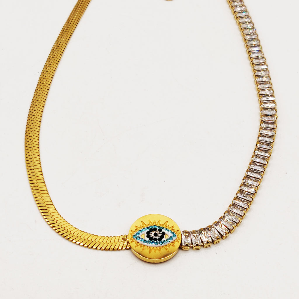 Collier Mi Maille Mi Cristaux Oeil Luxe