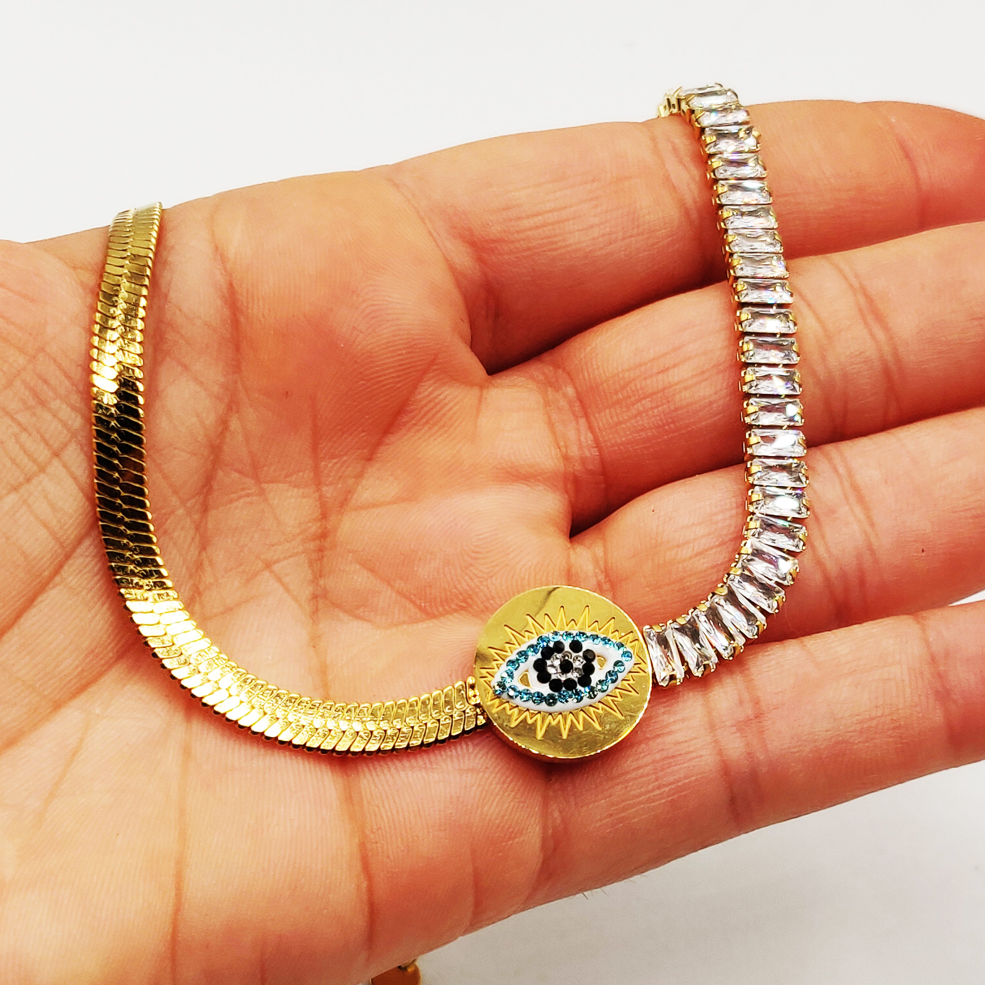 Collier Mi Maille Mi Cristaux Oeil Luxe