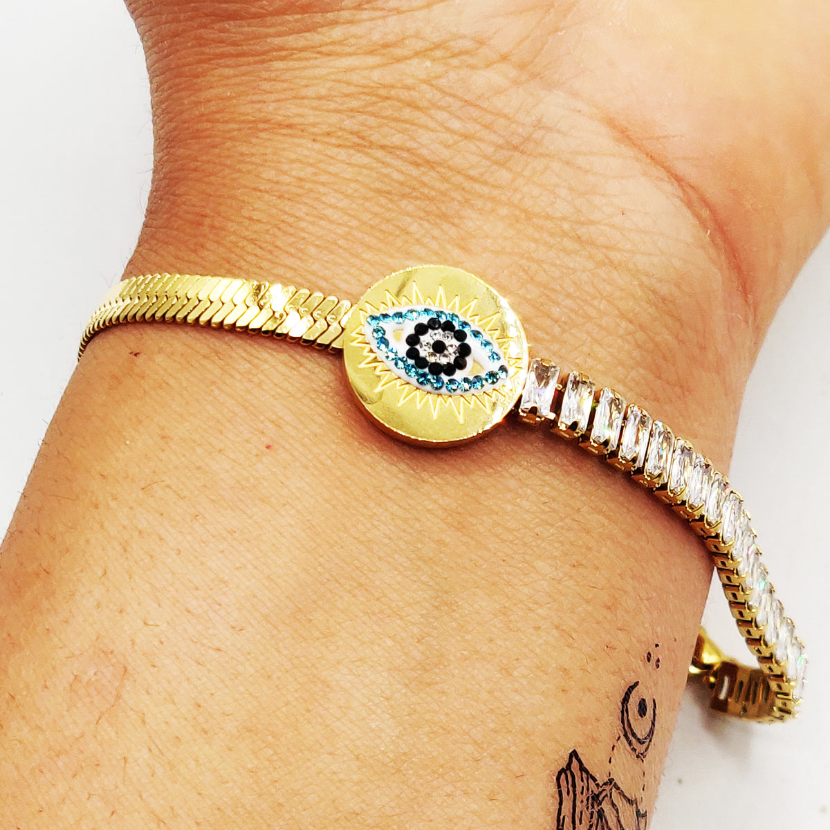 Bracelet Mi Maille Mi Cristaux Oeil Luxe