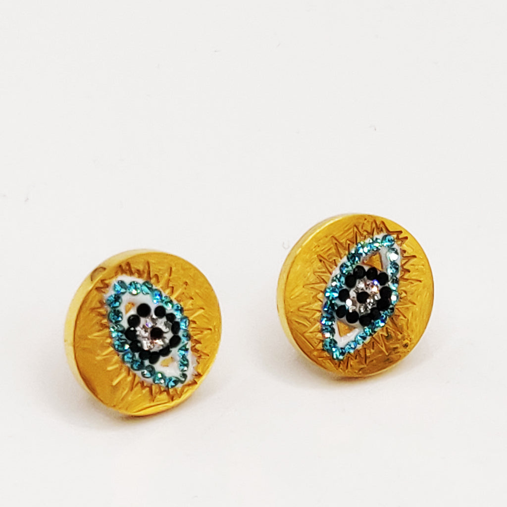 Boucles d'oreilles Mi Maille Mi Cristaux Oeil Luxe