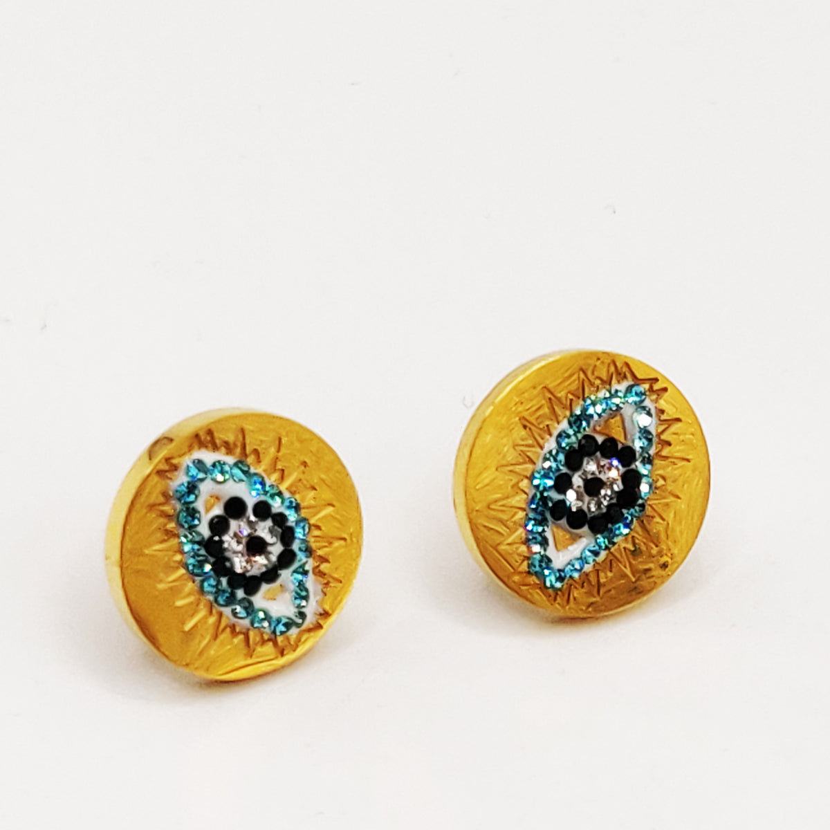 Boucles d'oreilles Mi Maille Mi Cristaux Oeil Luxe